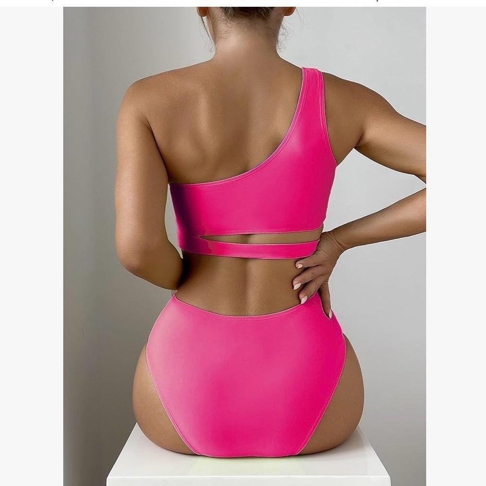 High Waisted Bikini Set 2 Piece Full Coverage Swimsuit Tummy Control Padded L - Picture 2 of 4